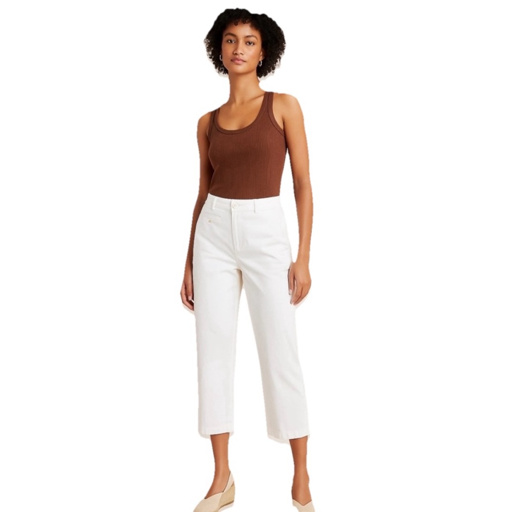 Anthropologie Maeve Women's Ivory White Cropped Cotton Pants Size 4P, 10, & 12